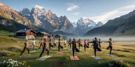 Alpine mountain mindfulness and silent yoga retreat in Engadin Switzerland