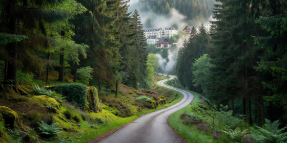 Scenic road through the Black Forest connecting thermal spa towns