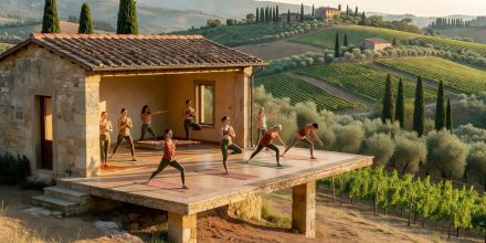 Yoga movement studio in the rolling hills of Tuscany Italy